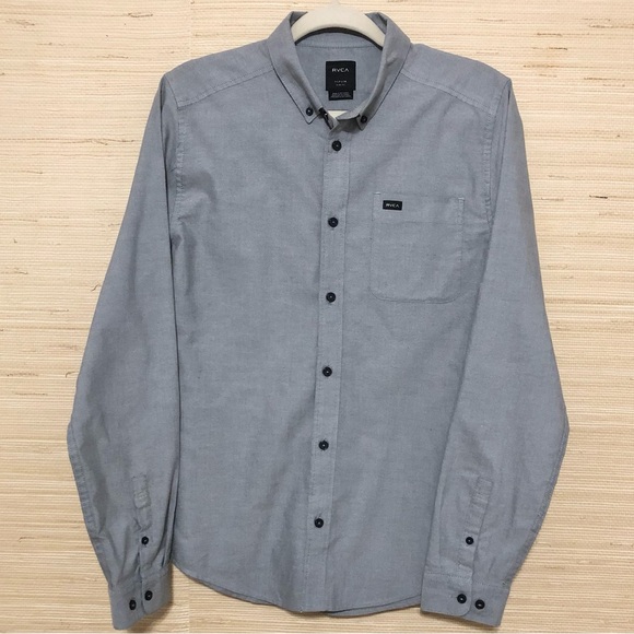RVCA That’ll Do Long Sleeve Oxford Collared Sleeve Button Down Shirt Size Small - Picture 2 of 9